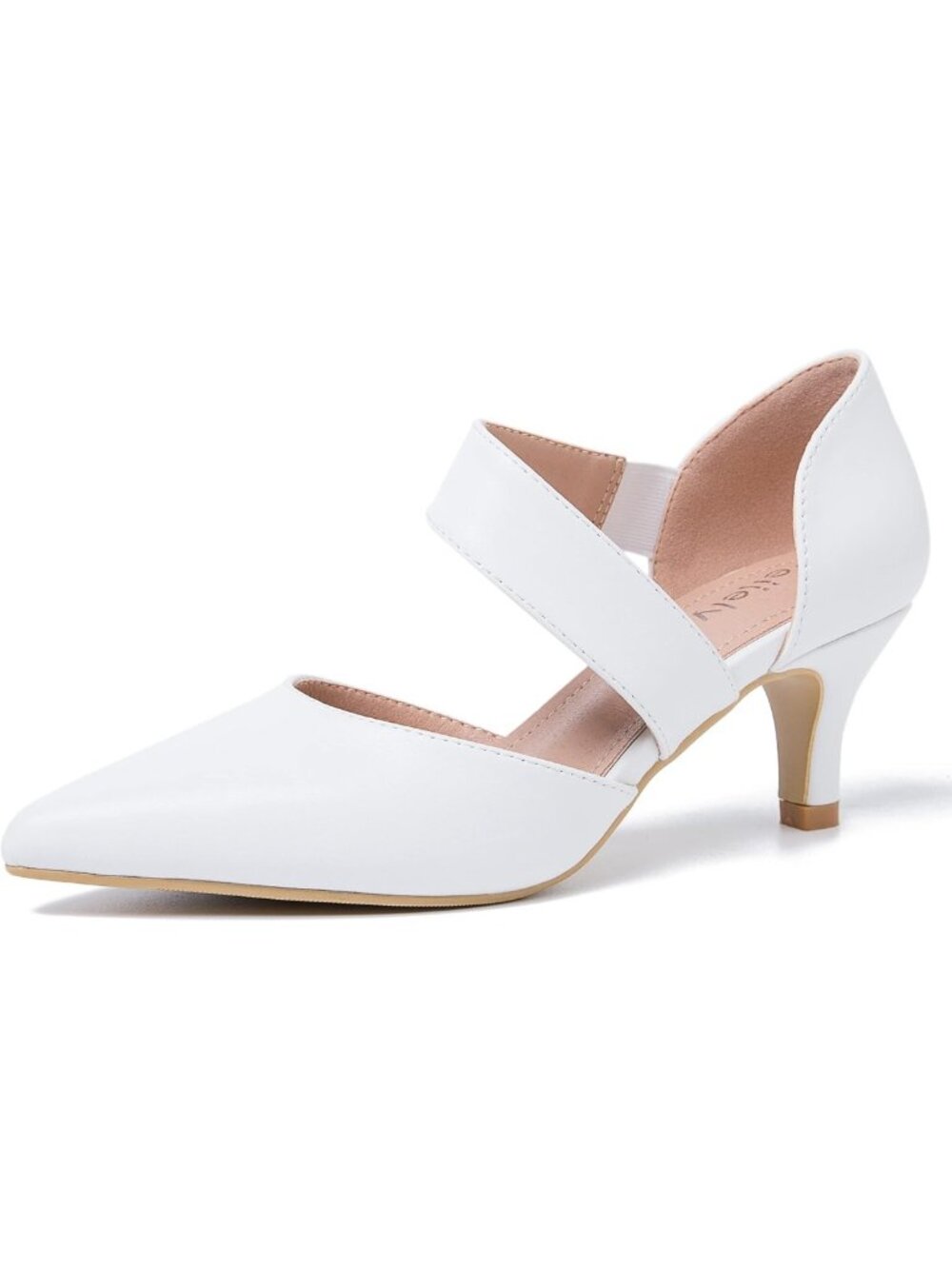 Chic Pointed Toe Kitten Heel Pumps with Elastic Strap - Slip-On Office Shoes
